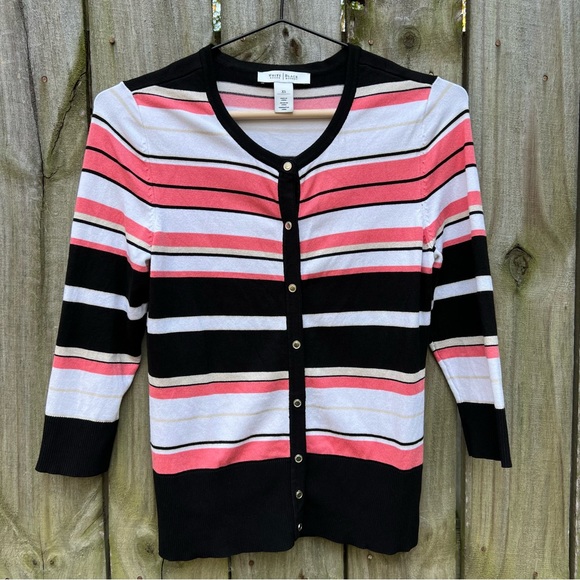 White House Black Market Stripped Cardigan - Picture 1 of 6